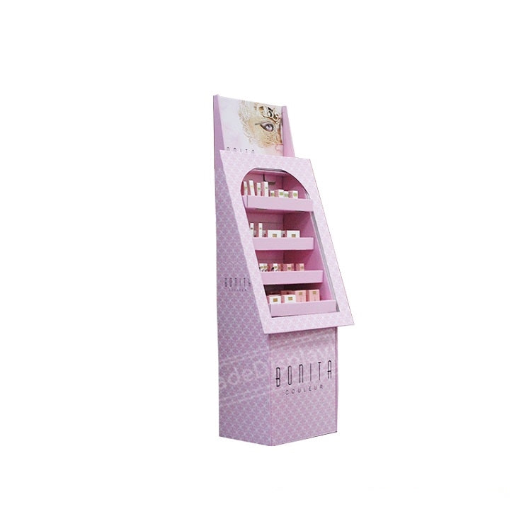 Cosmetic Floor Cardboard Pop Display Shelves